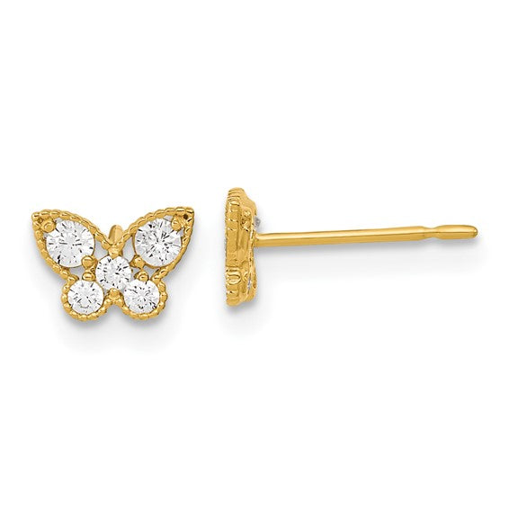 14ky Cz Butterfly high quality Post Earrings